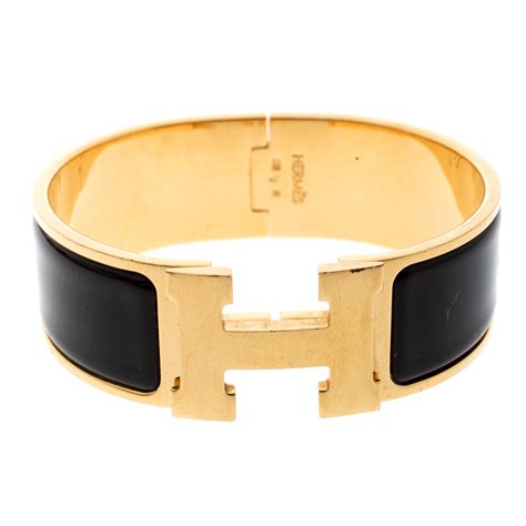 hermes h bracelet black and gold|hermes extra wide enamel bracelet.